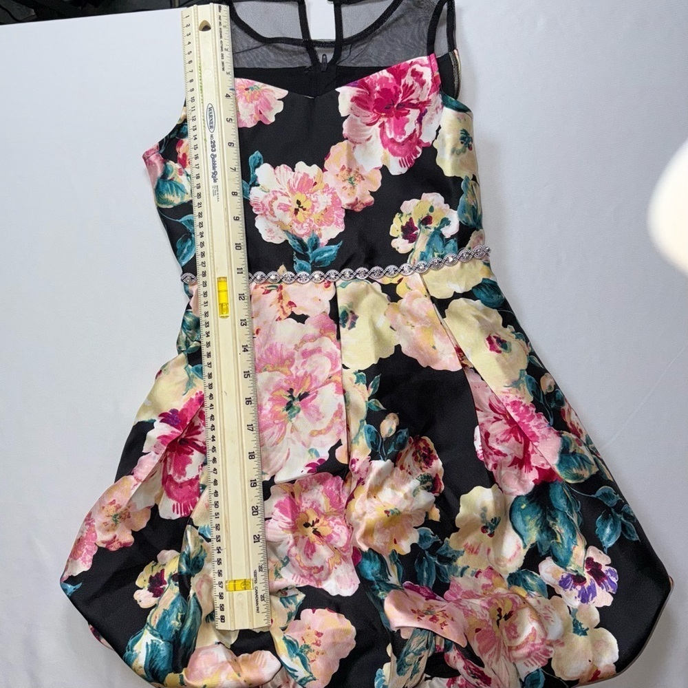 Speechless Black Floral Bubble Dress with Sheer Detail - Picture 7 of 10